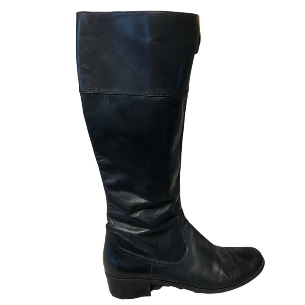 Bandolino Black Leather Knee-High Heeled Boots